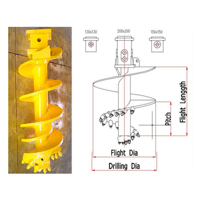Rock Soil Piling Drill Auger Conical Rock Auger 16-30mm Matched For Piling Rig